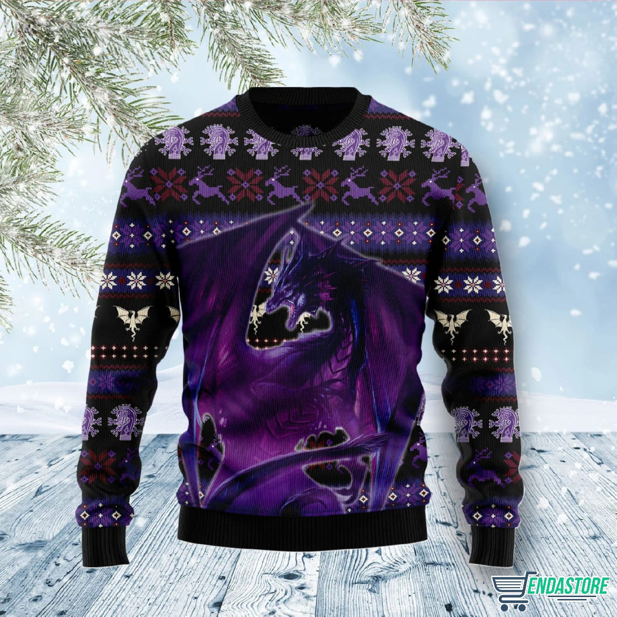 Purple Dragon 3D Ugly Christmas Sweater - Holiday Gift product image