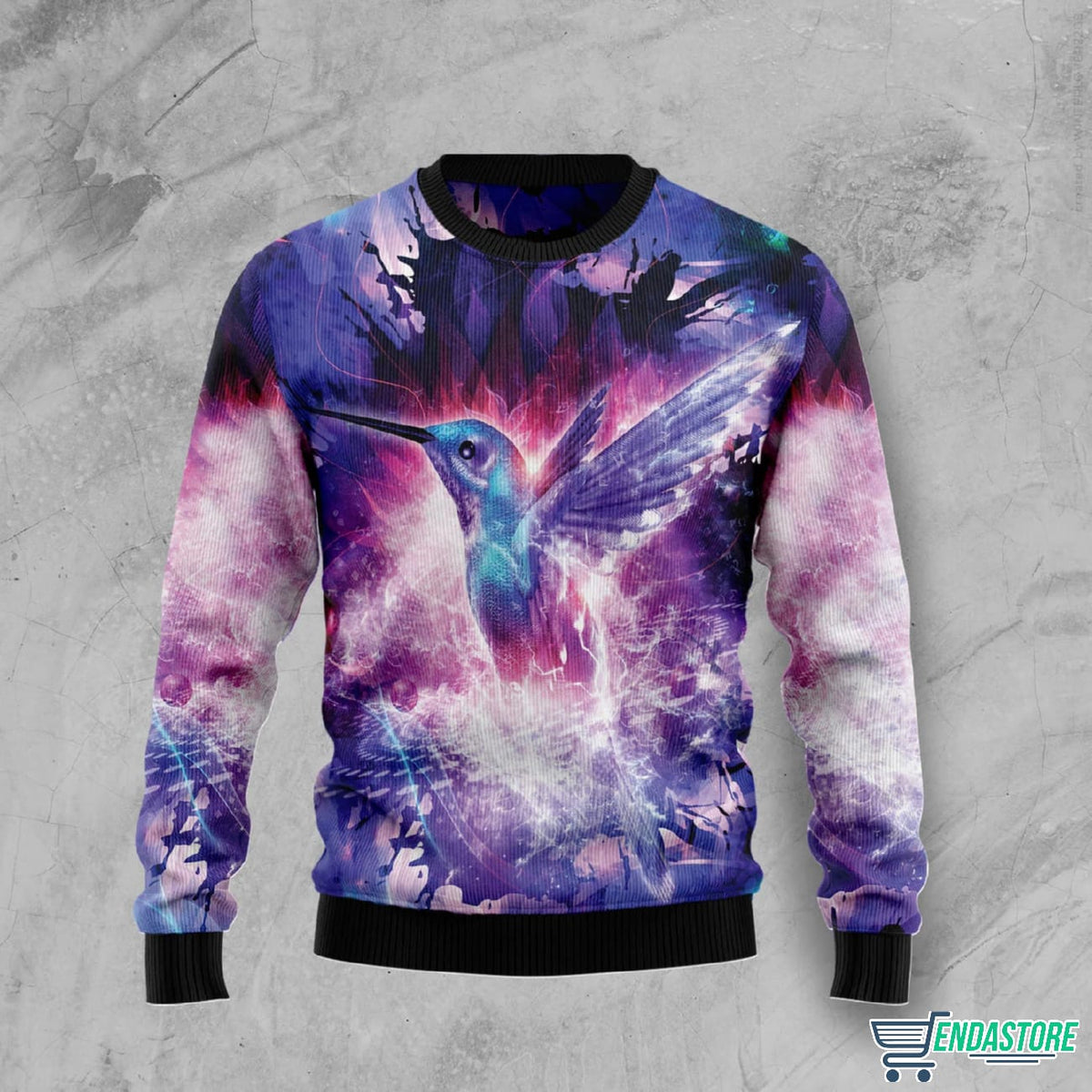 Purple Hummingbird 3D Ugly Christmas Sweater - Holiday Gift product image
