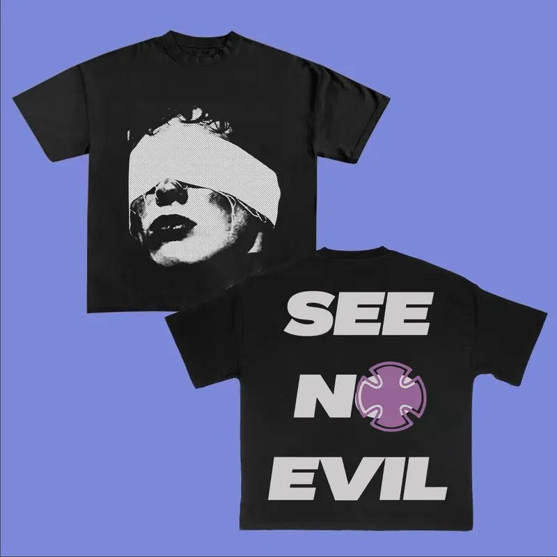 Purpoz See No Eviill Hip Hop Y2k Womenswear Cotton - Adult & Kids T-Shirts, Sweatshirts & Hoodies apparel design preview 1