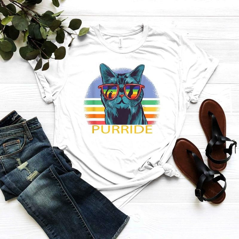 Purride Cat LGBT Proud Pet Lover LGBTq Flag Black - Adult & Kids T-Shirts, Sweatshirts & Hoodies apparel design preview 1