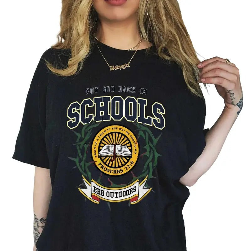 Put God Back Schools Christian Teacher Casual Cotton - Adult & Kids T-Shirts, Sweatshirts & Hoodies apparel design preview 1