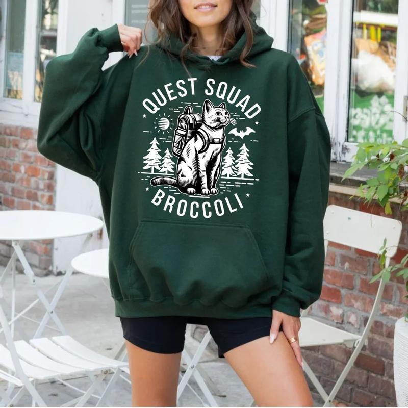 Quest Squad Broccoli Cat Onyx Storm Fourth Wing - Adult & Kids T-Shirts, Sweatshirts & Hoodies apparel design preview 1
