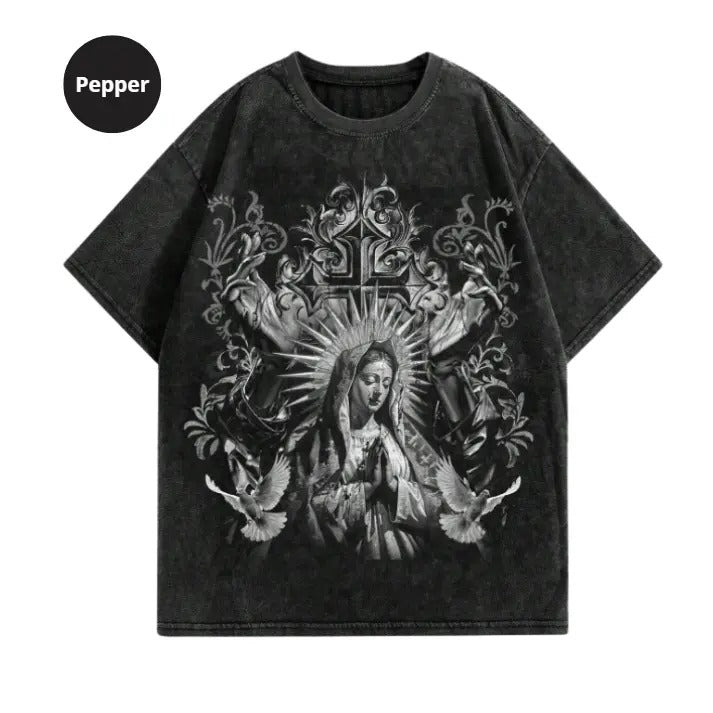 ROMWE Goth Vintage Washed Snowflake Print Loose S 3XL - Adult & Kids T-Shirts, Sweatshirts & Hoodies apparel design preview 1