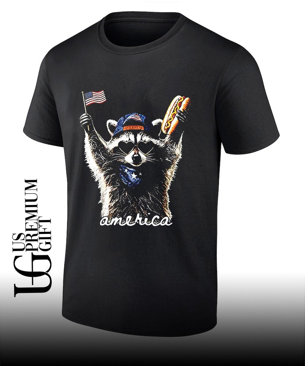 Raccoon Hot Dog America 4th Of July - Adult & Kids T-Shirts, Sweatshirts & Hoodies apparel design preview 1
