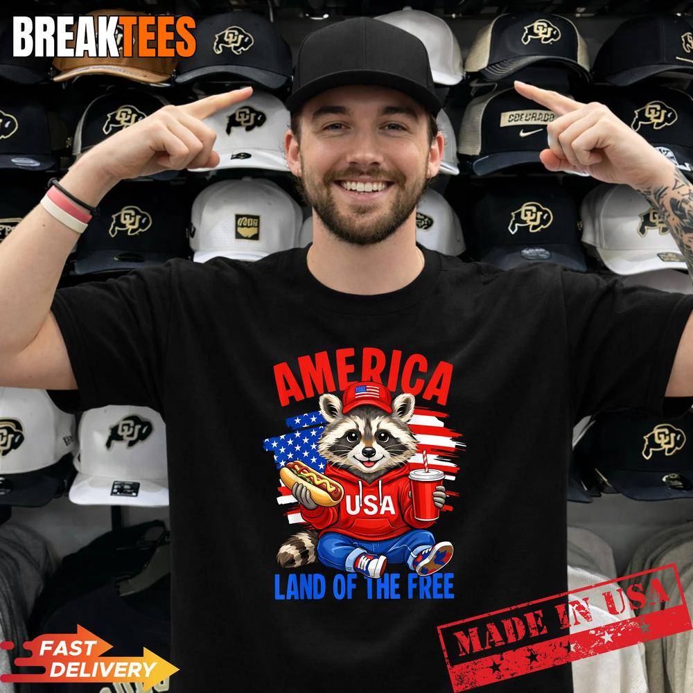 Raccoon USA Flag 4th of July Patriotic Independence - Adult & Kids T-Shirts, Sweatshirts & Hoodies apparel design preview 1