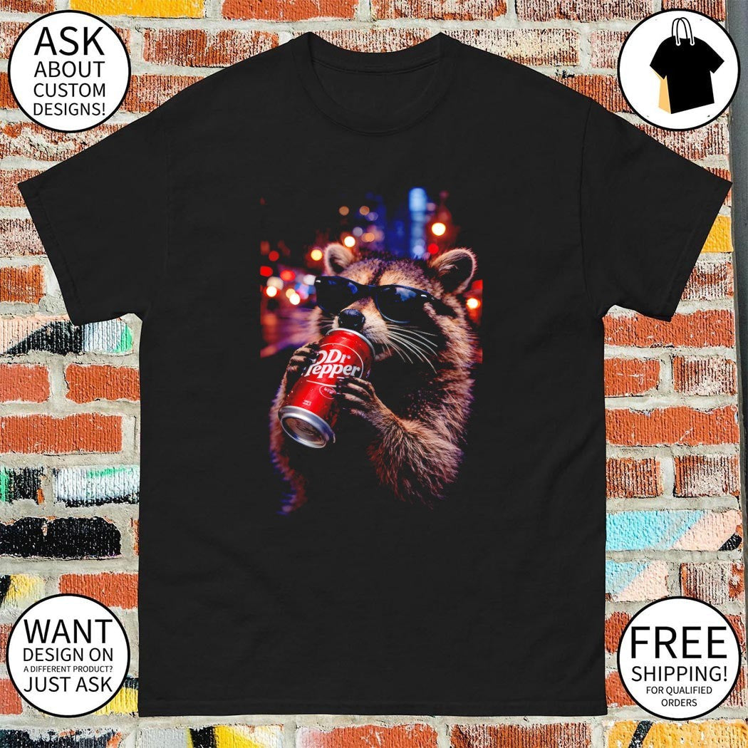 Raccoon drink Dr Pepper meme - Adult & Kids T-Shirts, Sweatshirts & Hoodies apparel design preview 1