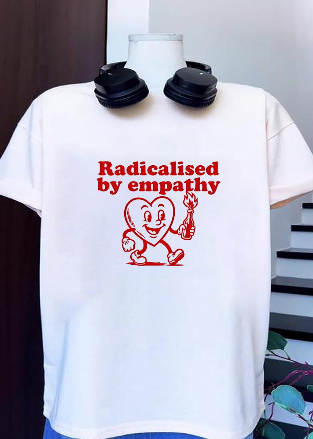Radicalised by Empathy Heart Molotov Cocktail - Adult & Kids T-Shirts, Sweatshirts & Hoodies apparel design preview 1