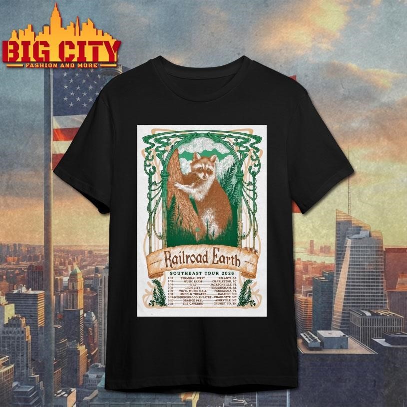 Railroad Earth Southeast 2026 Tour Poster - Adult & Kids T-Shirts, Sweatshirts & Hoodies apparel design preview 1