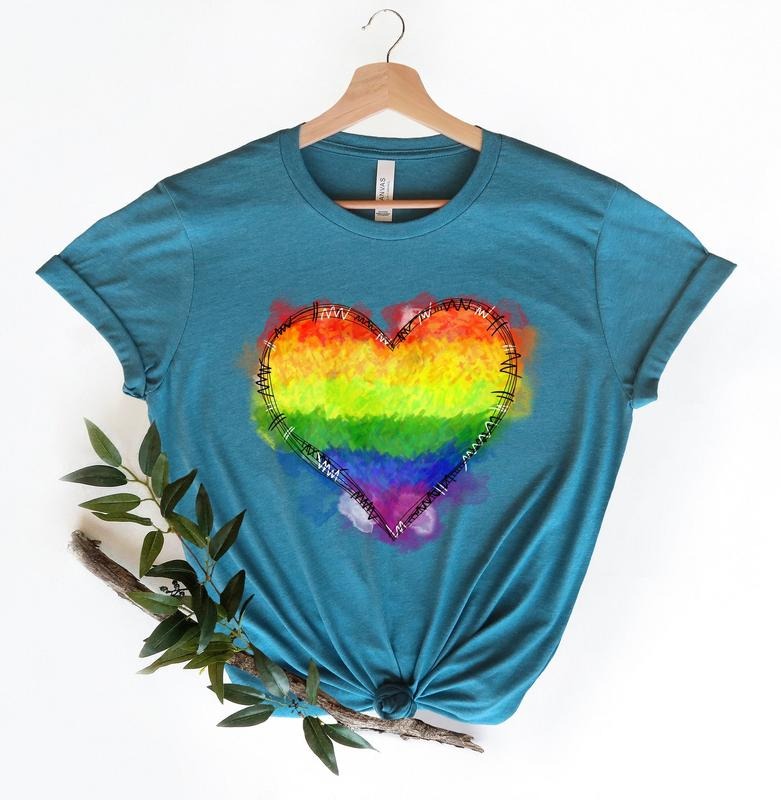 Rainbow Heart Pride LGBT Funny Celebration T - Adult & Kids T-Shirts, Sweatshirts & Hoodies apparel design preview 1