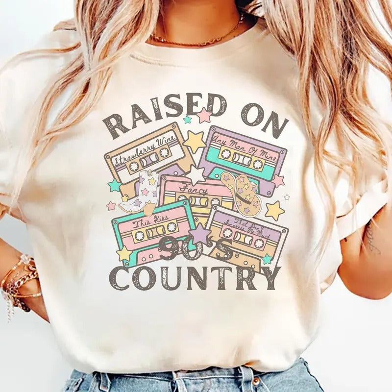 Raised 90'S Country Cowboy - Adult & Kids T-Shirts, Sweatshirts & Hoodies apparel design preview 1