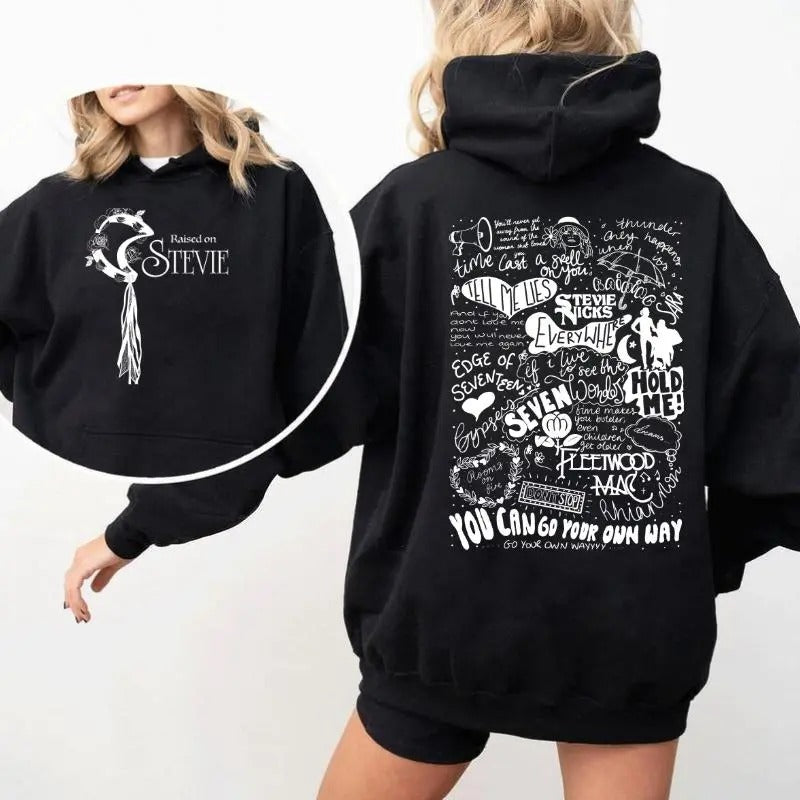 Raised Stevie Nicks Vintage 2 Side Music Concert Man - Adult & Kids T-Shirts, Sweatshirts & Hoodies apparel design preview 1