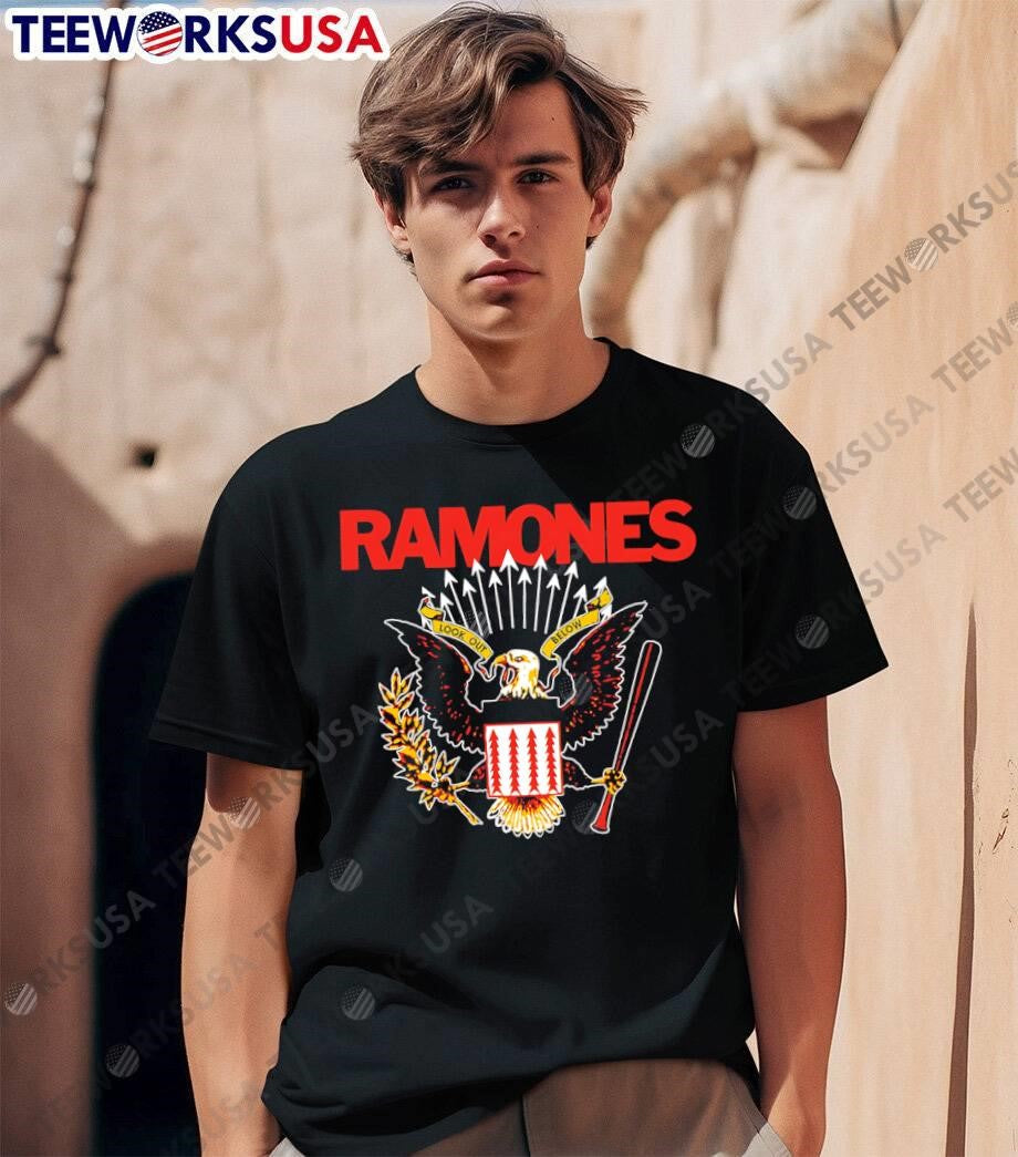 Ramones Look Out Below Eagle Baseball Bat - Adult & Kids T-Shirts, Sweatshirts & Hoodies apparel design preview 1