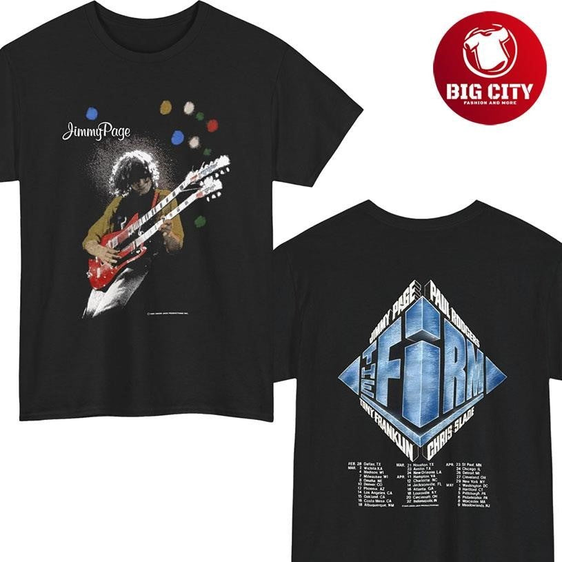 Rare 1985 The Firm Jimmy Page Tour Two Sided - Adult & Kids T-Shirts, Sweatshirts & Hoodies apparel design preview 1