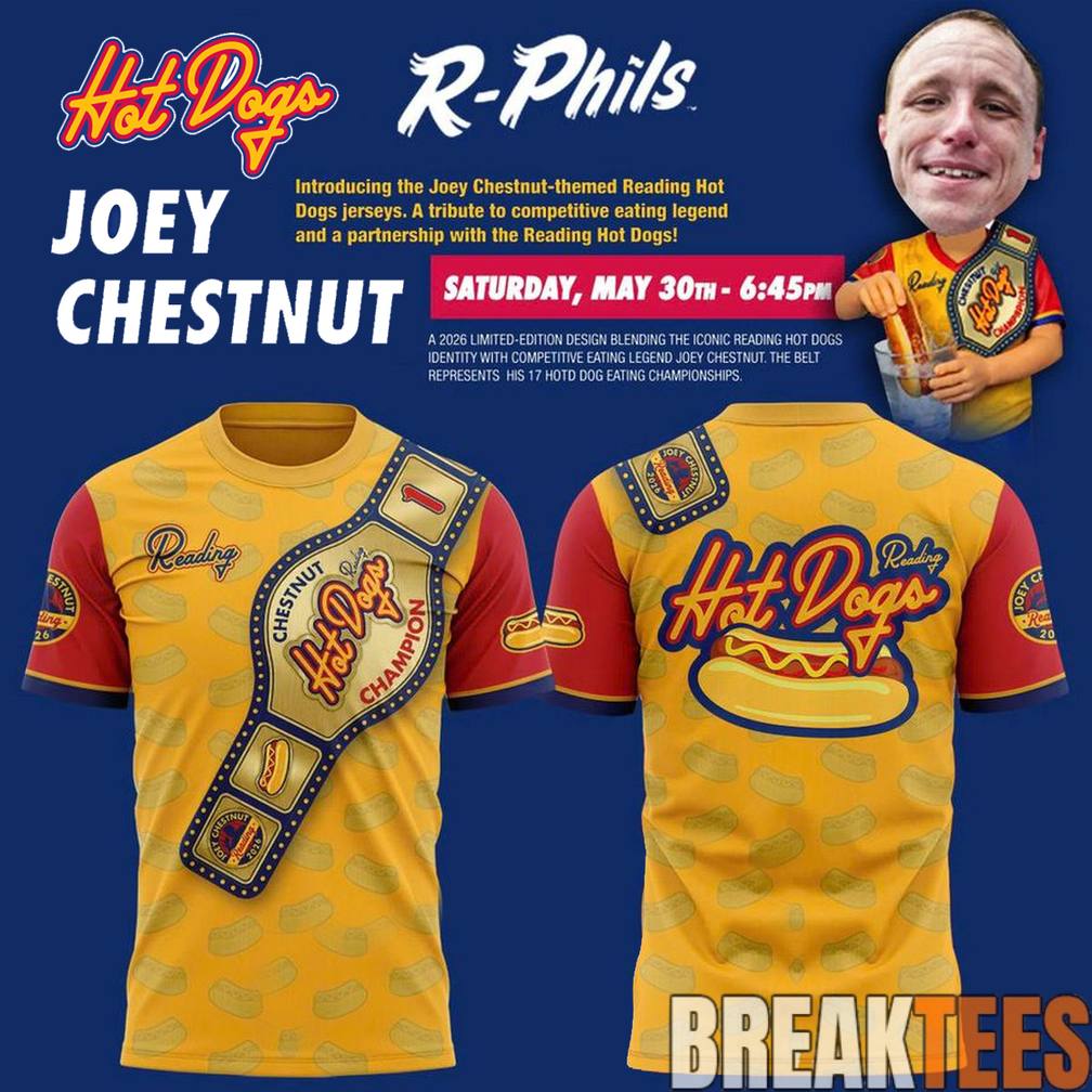Reading Fightin Phils 2026 Hot Dogs Joey Chestnut - Adult & Kids T-Shirts, Sweatshirts & Hoodies apparel design preview 1