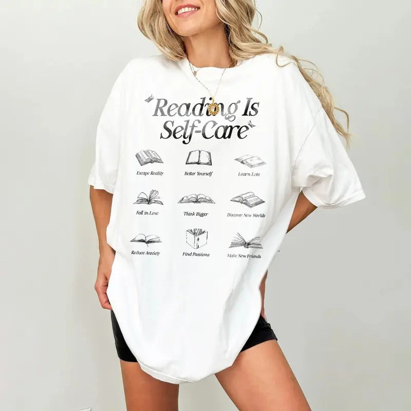 Reading Is Self Care Bookish Mental Health Book Day - Adult & Kids T-Shirts, Sweatshirts & Hoodies apparel design preview 1