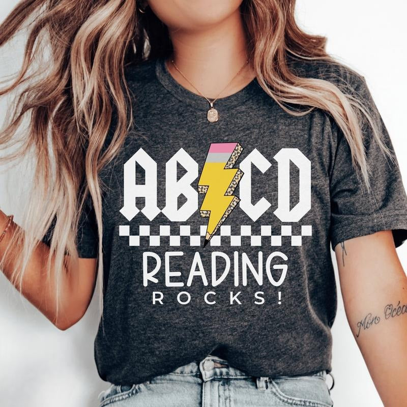 Reading Rocks Teacher Appreciation ABCD Book Lover - Adult & Kids T-Shirts, Sweatshirts & Hoodies apparel design preview 1