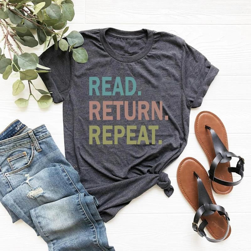 Reading Read Return Repeat Library Bookworm Book - Adult & Kids T-Shirts, Sweatshirts & Hoodies apparel design preview 1
