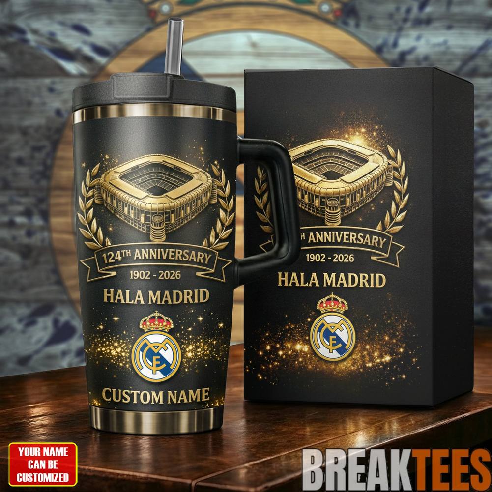 Real Madrid 124th Anniversary Hala YETI Tumbler - Adult & Kids T-Shirts, Sweatshirts & Hoodies apparel design preview 1