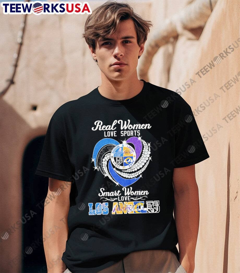 Real Women Love Sports Smart Los Angeles Dodgers - Adult & Kids T-Shirts, Sweatshirts & Hoodies apparel design preview 1