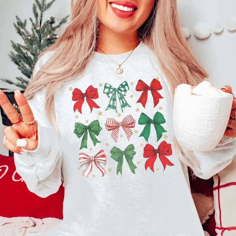 Red Green Bow Collage Coquette Cozy Season Cute - Adult & Kids T-Shirts, Sweatshirts & Hoodies apparel design preview 1