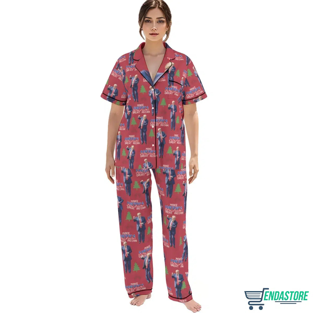 Red Trump Dancing Make America Great Again Pajamas Set 3D Sweater - Gift Idea product image 2