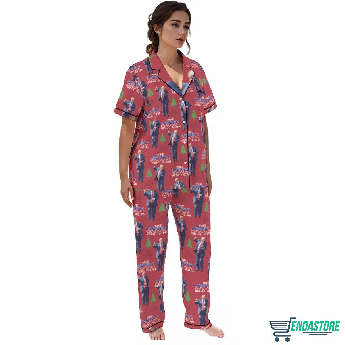 Red Trump Dancing Make America Great Again Pajamas Set 3D Sweater - Gift Idea product image 4
