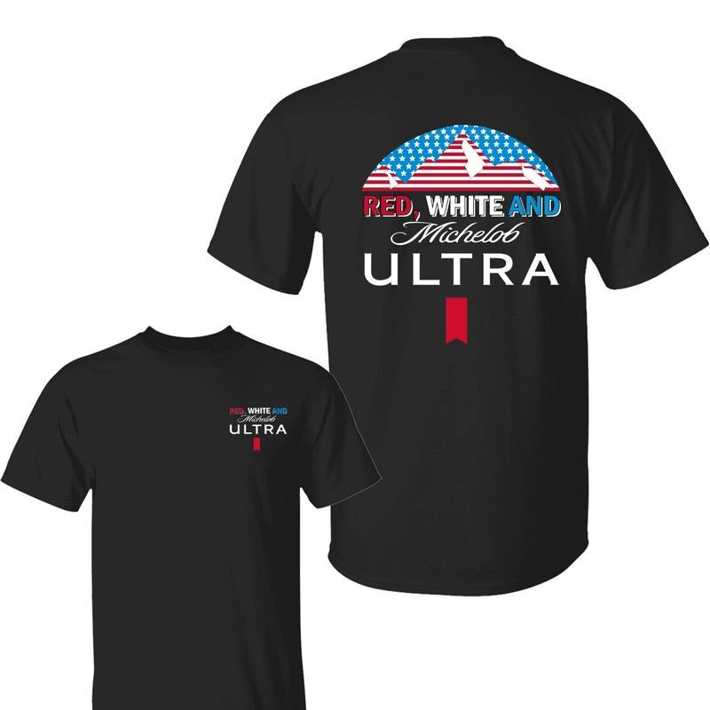 Red White Michellob Ultra 2 Sided USA Flag 4th July - Adult & Kids T-Shirts, Sweatshirts & Hoodies apparel design preview 1