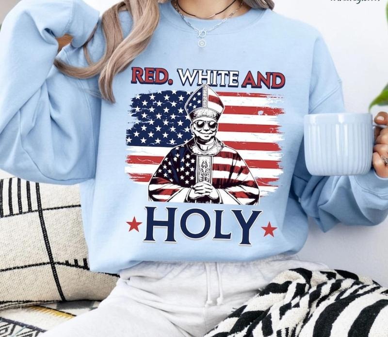 Red White Holly Pope Leo XIV Robert Francis Prevost - Adult & Kids T-Shirts, Sweatshirts & Hoodies apparel design preview 1