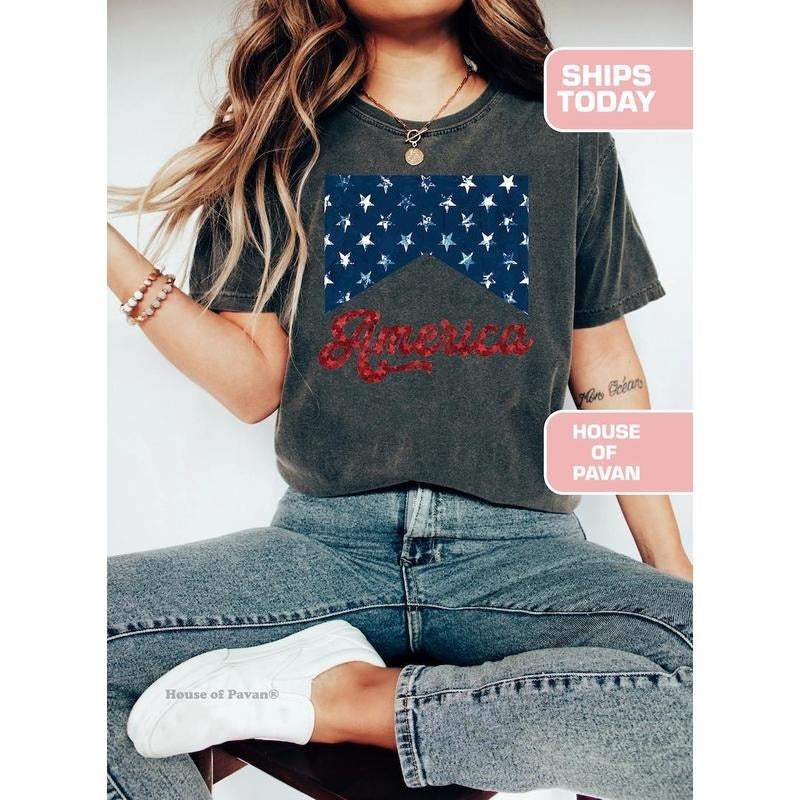 Red White Blue America Fourth July USA Summer BBQ 4th - Adult & Kids T-Shirts, Sweatshirts & Hoodies apparel design preview 1
