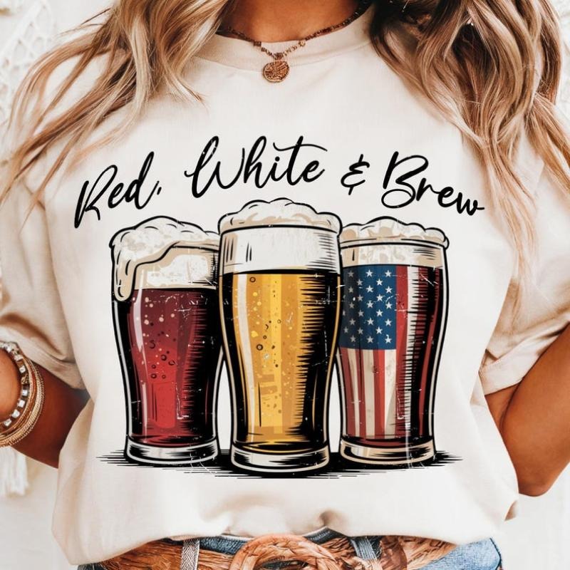 Red White Brew Fourth July Beer Lovers 4th - Adult & Kids T-Shirts, Sweatshirts & Hoodies apparel design preview 1