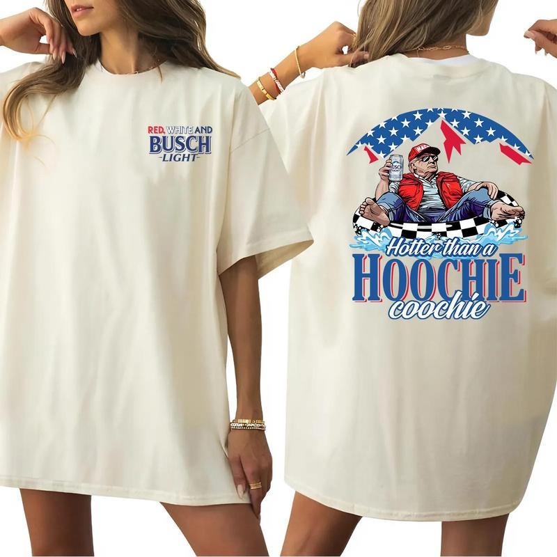Red White Busch Light Hotter Than Hoochie Coochie 2 - Adult & Kids T-Shirts, Sweatshirts & Hoodies apparel design preview 1
