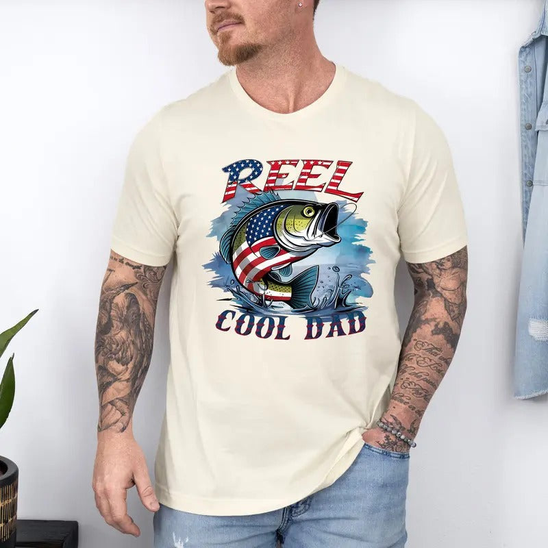 Reel Cool Dad Fishing Fisherman Daddy - Adult & Kids T-Shirts, Sweatshirts & Hoodies apparel design preview 1