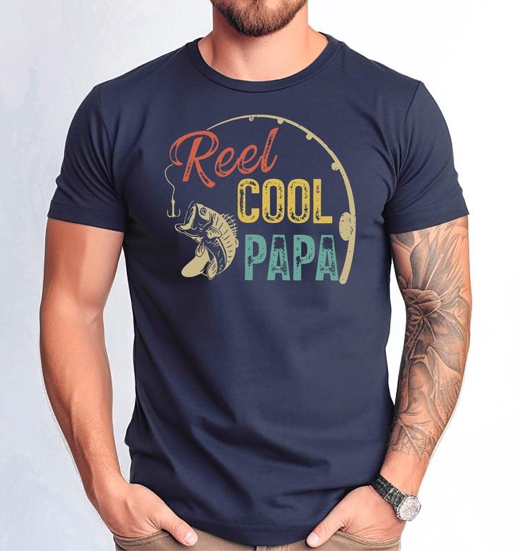 Reel Cool Papa Fishing Funny Husband Wife - Adult & Kids T-Shirts, Sweatshirts & Hoodies apparel design preview 1
