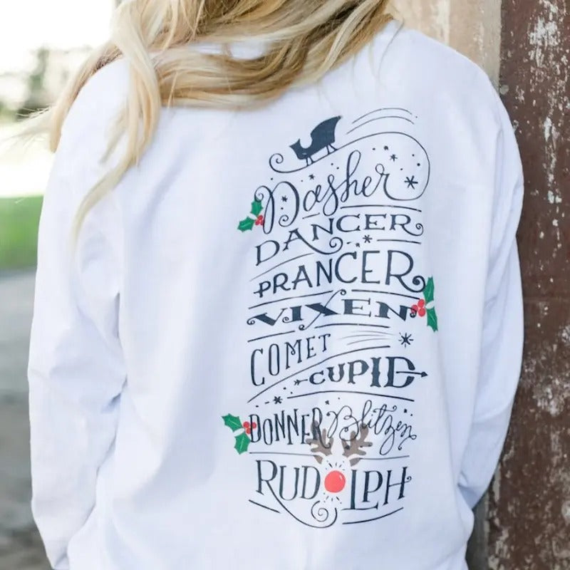 'Reindeer Names' Front Back - Adult & Kids T-Shirts, Sweatshirts & Hoodies apparel design preview 1