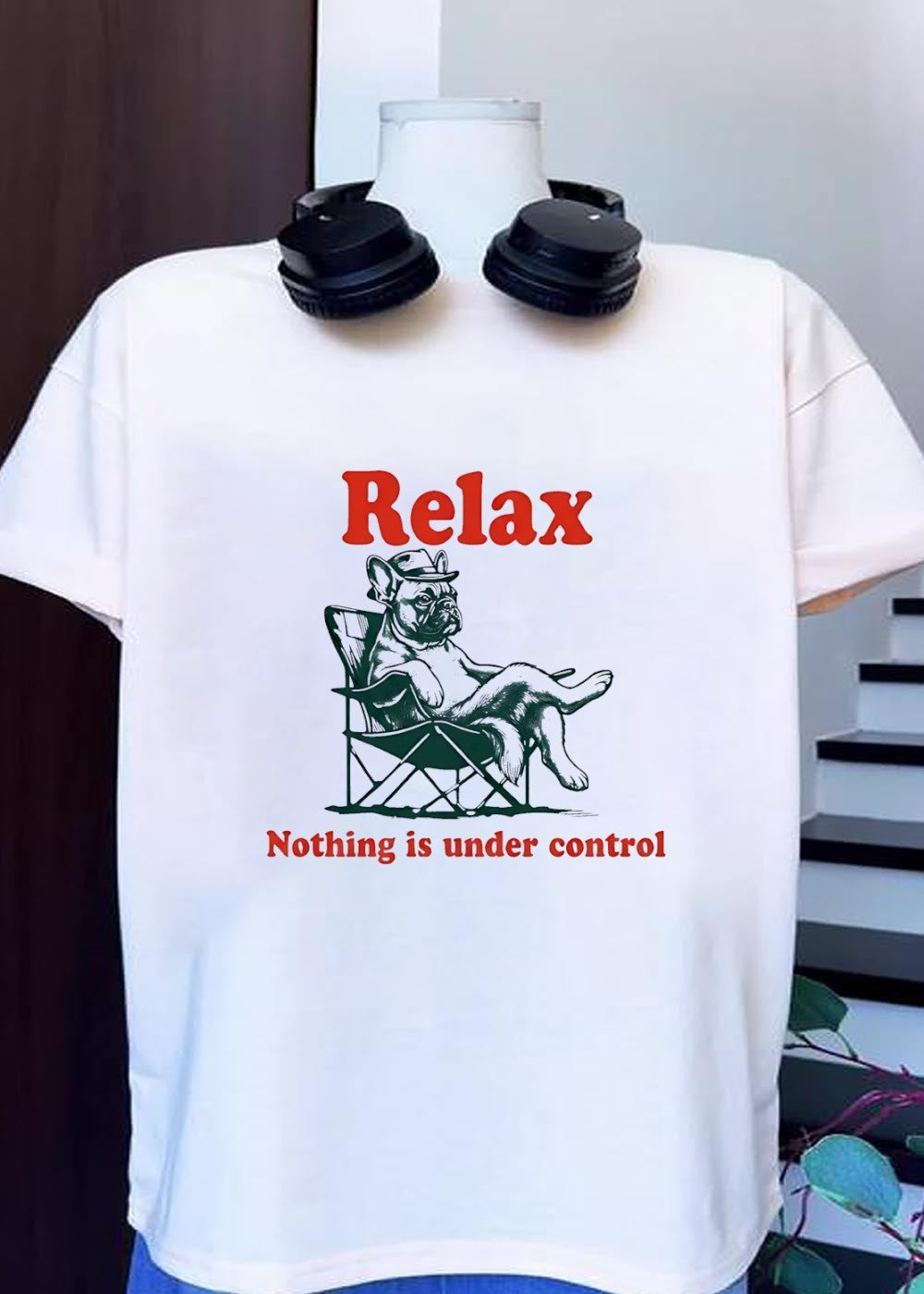 Relax Nothing is Under Control French Bulldog - Adult & Kids T-Shirts, Sweatshirts & Hoodies apparel design preview 1