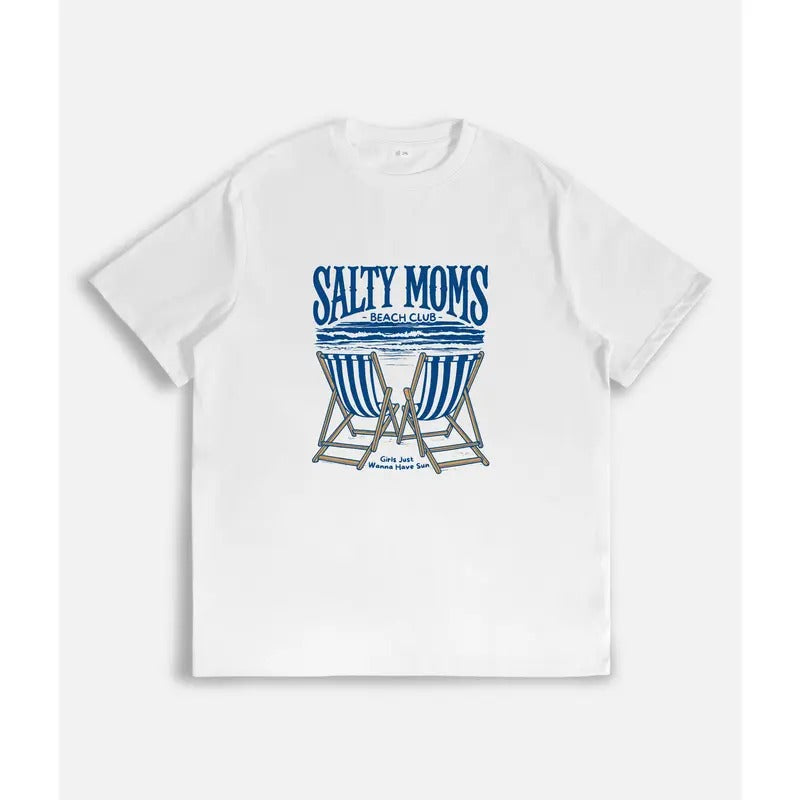 Relaxed "Salty Moms Beach Club" Chair Evoking Coastal - Adult & Kids T-Shirts, Sweatshirts & Hoodies apparel design preview 1