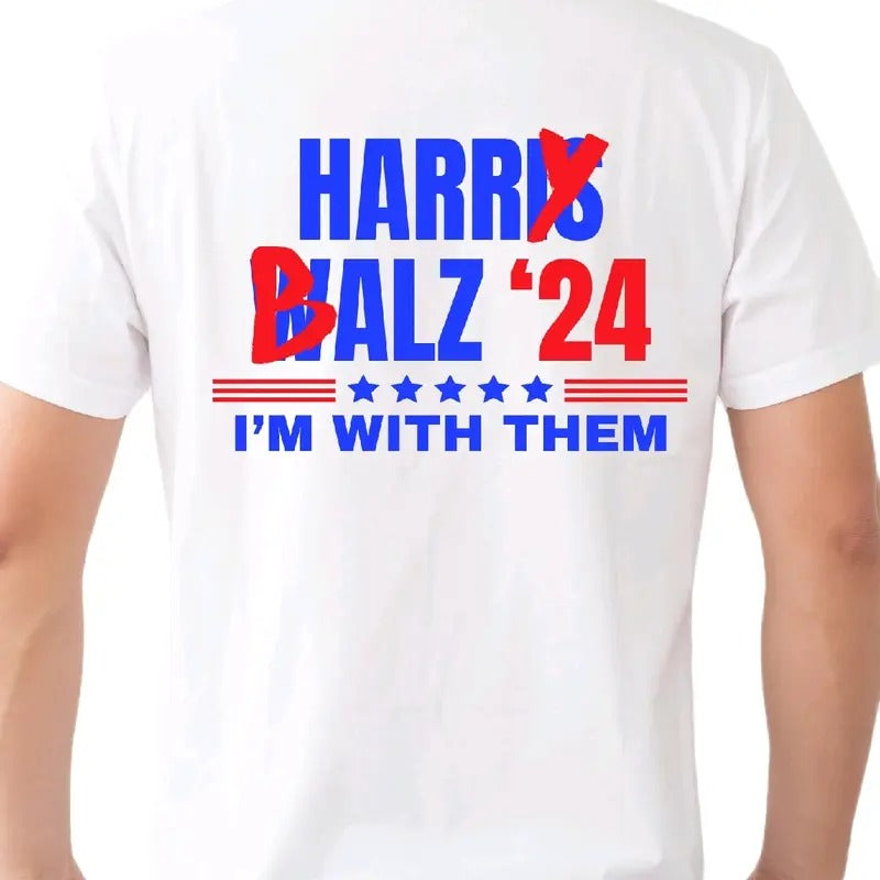 Republican: Harris Walz '24 Menswear Cotton Top - Adult & Kids T-Shirts, Sweatshirts & Hoodies apparel design preview 1