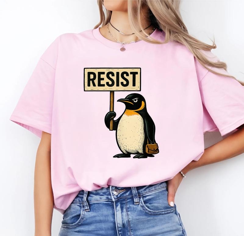 Resist Penguin Activism Cotton - Adult & Kids T-Shirts, Sweatshirts & Hoodies apparel design preview 1