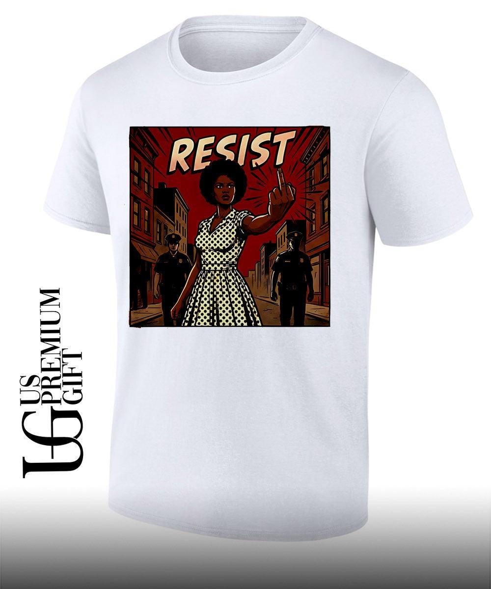 Resist Woman middle finger Illustration - Adult & Kids T-Shirts, Sweatshirts & Hoodies apparel design preview 1