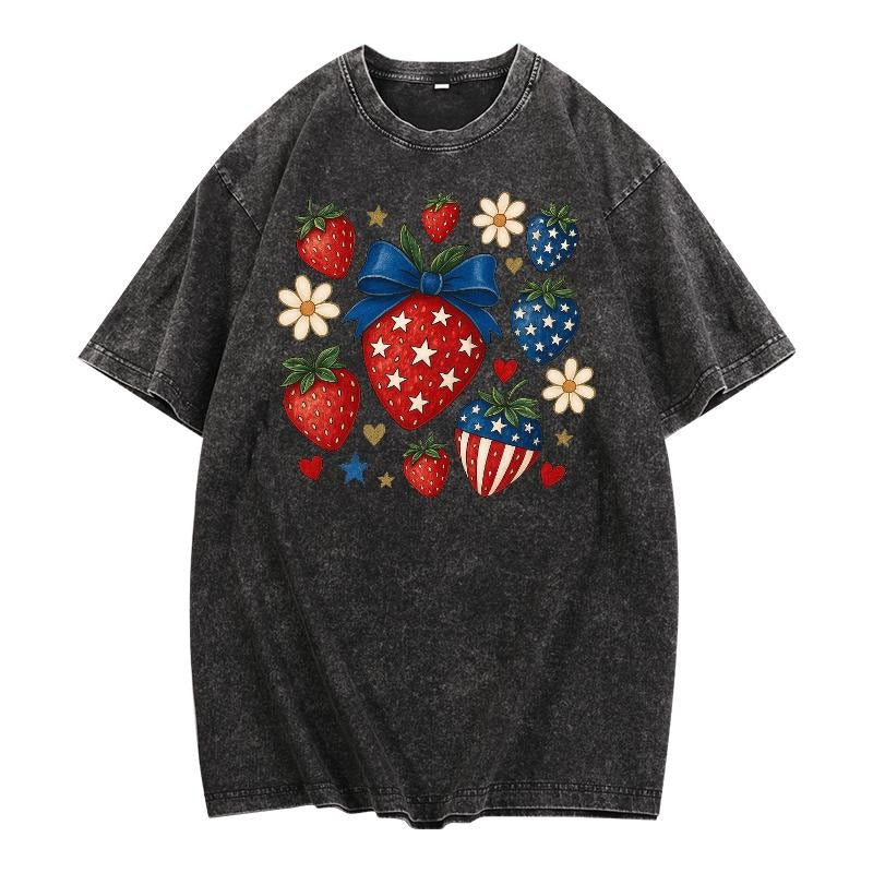 Retro Washed Celebrate Festive Strawberry Themed - Adult & Kids T-Shirts, Sweatshirts & Hoodies apparel design preview 1