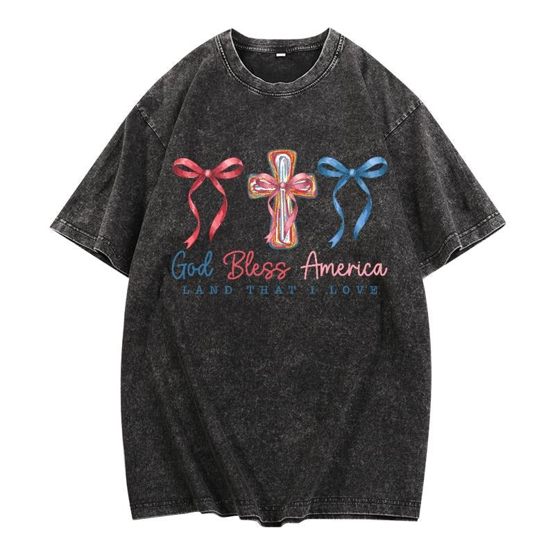 Retro Inspired Washed 'God Bless America' Combine - Adult & Kids T-Shirts, Sweatshirts & Hoodies apparel design preview 1