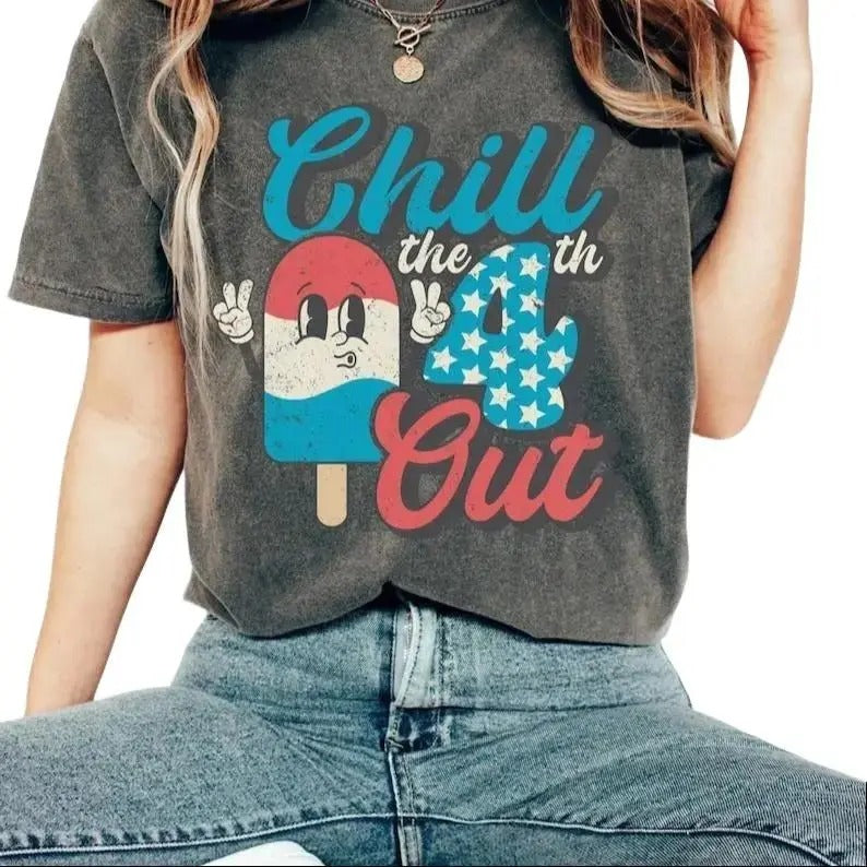 Retro 4th July Funny Chill Out Vintage Fourth America - Adult & Kids T-Shirts, Sweatshirts & Hoodies apparel design preview 1
