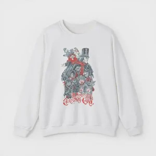 Retro 90s Muppet Carol Kermit Gonzo Miss Piggy Xmas - Adult & Kids T-Shirts, Sweatshirts & Hoodies apparel design preview 1