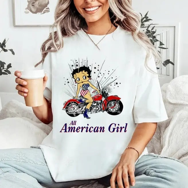 Retro All American Girl Betty Boop - Adult & Kids T-Shirts, Sweatshirts & Hoodies apparel design preview 1