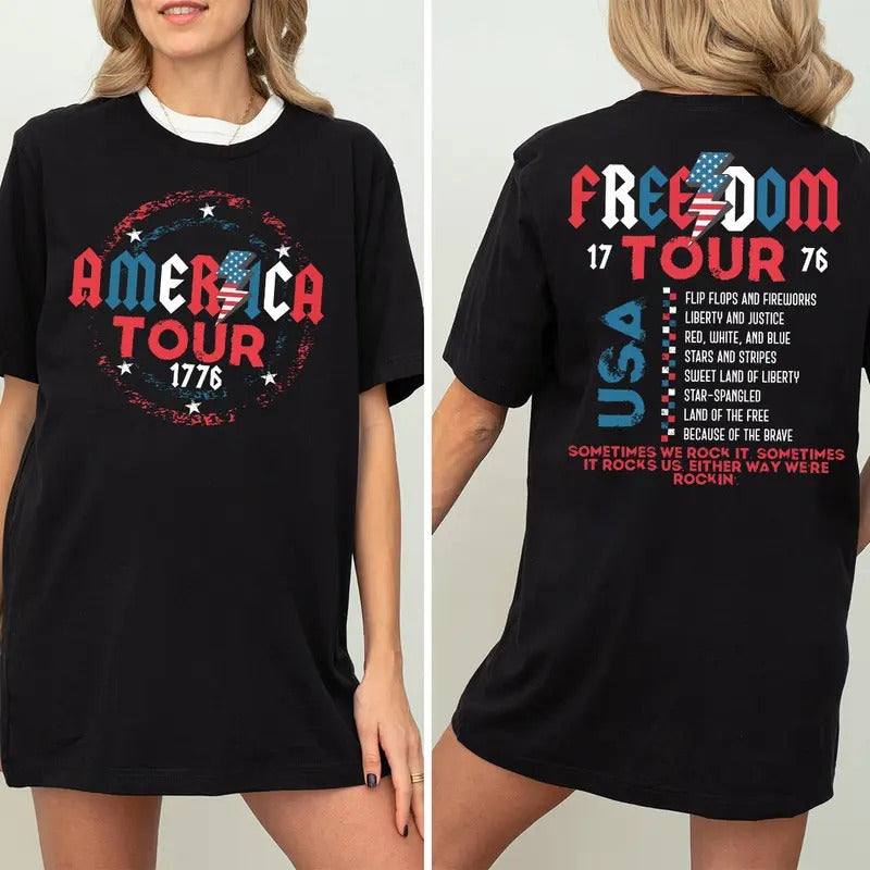 Retro America Tour 4th July Independence Day USA - Adult & Kids T-Shirts, Sweatshirts & Hoodies apparel design preview 1