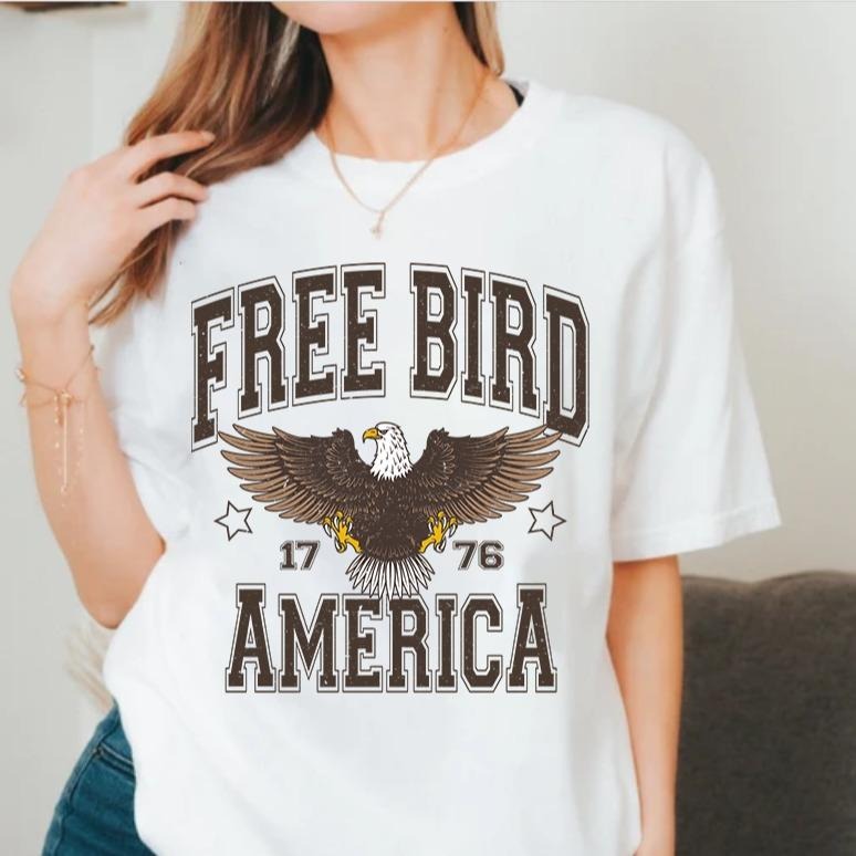 Retro American Eagle Free Bird 1776 Rock N Roll - Adult & Kids T-Shirts, Sweatshirts & Hoodies apparel design preview 1