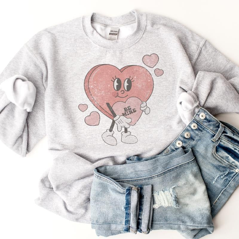 Retro Be Mine Heart Valentine Vintage Red Distressed - Adult & Kids T-Shirts, Sweatshirts & Hoodies apparel design preview 1