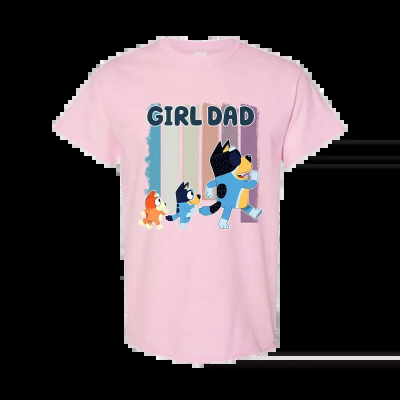 Retro Bluey Family Girl Dad Daughter Full Color Size - Adult & Kids T-Shirts, Sweatshirts & Hoodies apparel design preview 1