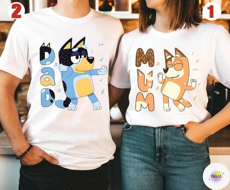 Retro Bluey Family Matching Bandit Heeler Chili Bingo - Adult & Kids T-Shirts, Sweatshirts & Hoodies apparel design preview 1