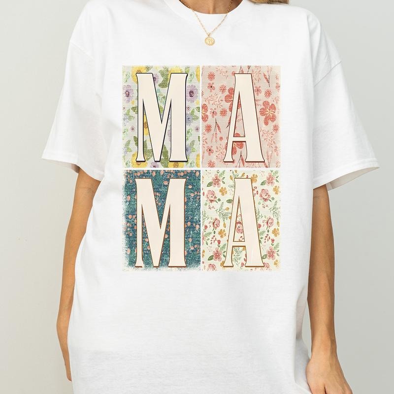 Retro Boho Mama Full Size Color Cotton Crew Neck - Adult & Kids T-Shirts, Sweatshirts & Hoodies apparel design preview 1